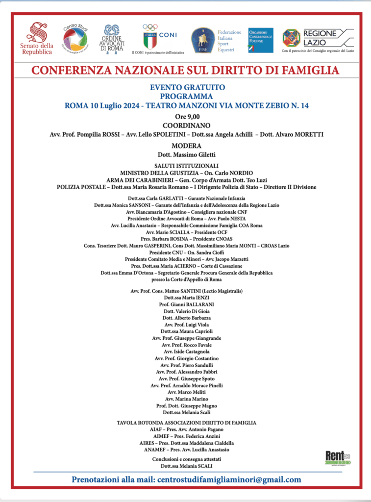 locandina IV conferenza nazionale diritto di famiglia